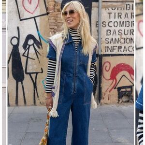 Lucy & Yak Ragan Jumpsuit: Organic denim - Mid Wash Blue US 12 (UK 16)